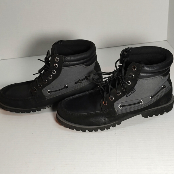 Men's 9 Timberland Boots Black Grey Gray Suede Nubuck - Picture 5 of 8